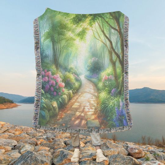 Enchanted Forest Watercolor Woven Blanket