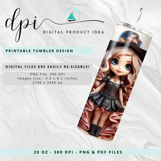 Barbie Doll Pumpkins Halloween Tumbler Wrap, Disneyland Halloween Tumbler Wrap Design