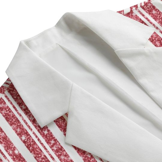 Red and White Sparkle Red Stripes Lightweight Blazer/Sport Coat - Red Lapel