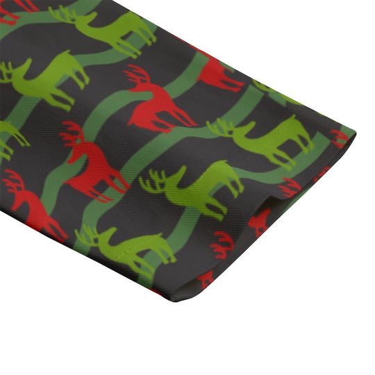 Green and Red Reindeer Christmas Blazer/Sports Coat - BlackLapel