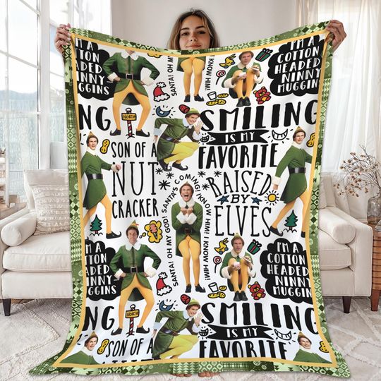 Buddy the Elf Fleece Blanket Christmas Elf Blanket Couch Sofa Quilt
