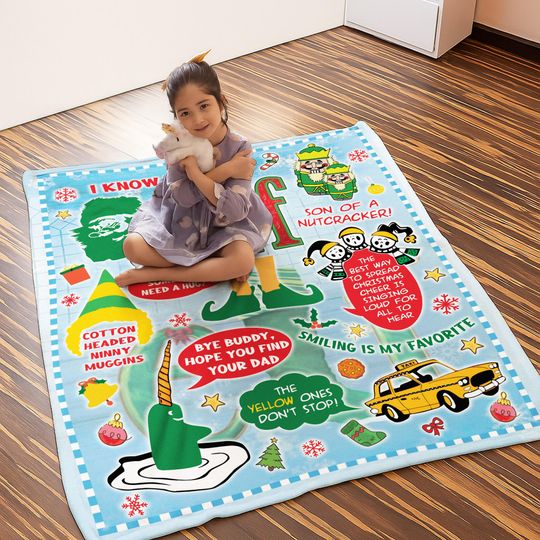Buddy The Elf Christmas Fleece Blanket for Couch and Sofa, Elf Christmas Decor, Xmas Gift