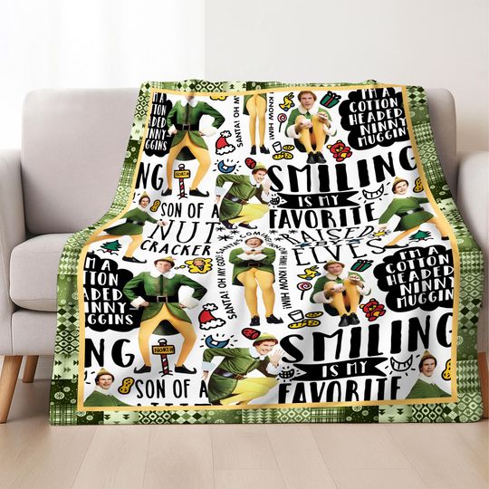 Buddy the Elf Fleece Blanket Christmas Elf Blanket Couch Sofa Quilt