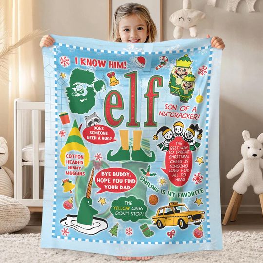 Buddy The Elf Christmas Fleece Blanket for Couch and Sofa, Elf Christmas Decor, Xmas Gift