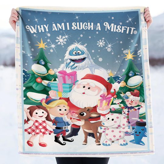 Very Merry Christmas Rudolph Fleece Blanket
