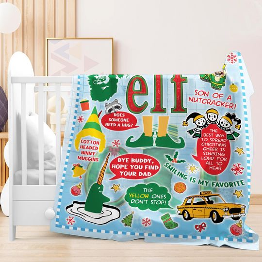 Buddy The Elf Christmas Fleece Blanket for Couch and Sofa, Elf Christmas Decor, Xmas Gift