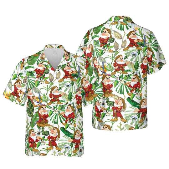 Grumpy Dwarfs Hawaiian Shirt, Snow White And Seven Dwarfs Disney Button Shirt, Disneyland Family Trip Outfits, The Grumpy One Shirt