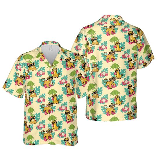 Vintage Disney Lion King Simba Hawaiian Shirt, Hakuna Matata Hawaii Shirt, Animal Kingdom Safari Mode, Disneyland Family Summer Trip