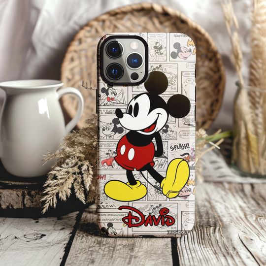 Personalized Couple Disney Comics Phone Case, Mickey and Minnie Christmas Gift, Couple Phone Case, Disney Friends Gifts