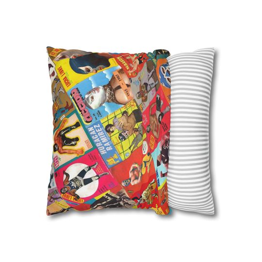 Lucha Libre Throw Pillowcase - Retro Mexican Wrestling Decor