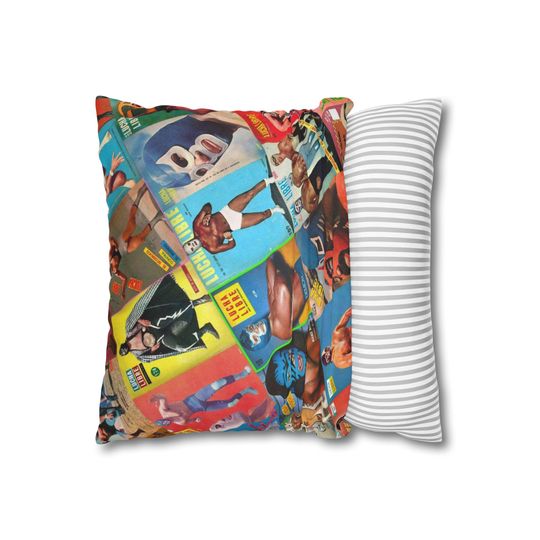 Lucha Libre Throw Pillowcase - Retro Mexican Wrestling Decor