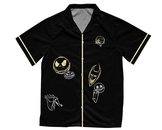 Jack Skellington Lock Shock Barrel Oogie Boogie Sketch Art Hawaiian Shirt