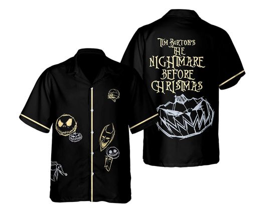 Jack Skellington Lock Shock Barrel Oogie Boogie Sketch Art Hawaiian Shirt