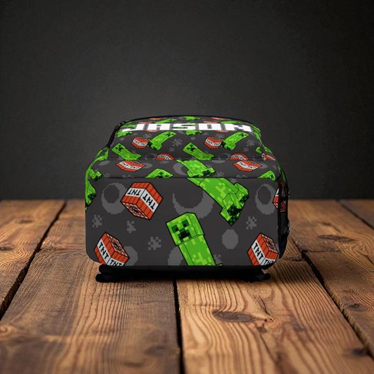 Personalized Minecraft Inspired Backpack, Gamer School Bag