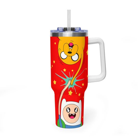 Adventure Time Tumbler, Finn The Human Jake The Dog Vacuum Thermal Tumbler 40oz, Gift For Her For Him
