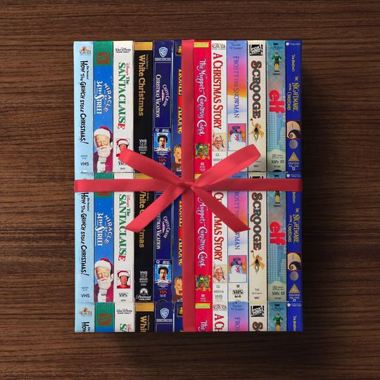 Retro Christmas Movie VHS Wrapping Paper: 90s Holiday Nostalgia