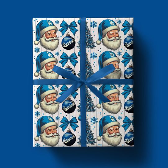 Original Dodger Blue Christmas Wrapping paper, LA Dodgers, Baseball Lover