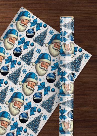 Original Dodger Blue Christmas Wrapping paper, LA Dodgers, Baseball Lover