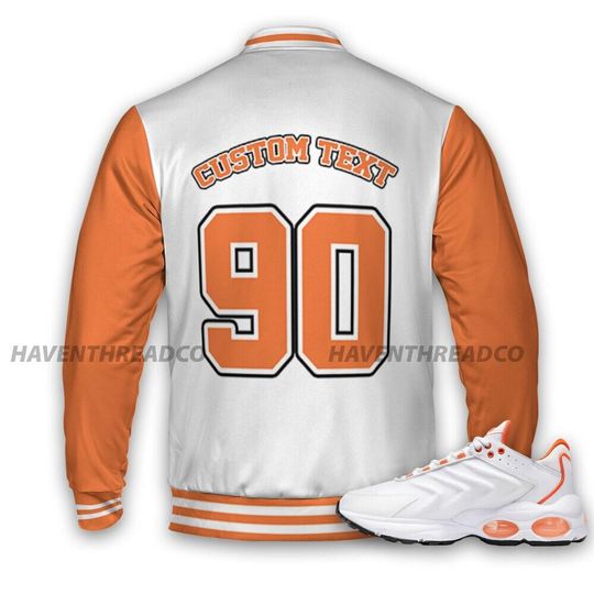 AM TW White Orange Unisex Varsity Jacket, God Got Me Varsity Custom, Custom Baseball Jacket