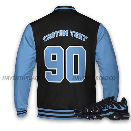 AM Plus Black Univercitii Blue Unisex Varsity Jacket, God Got Me Varsity Custom, Custom Baseball Jacket