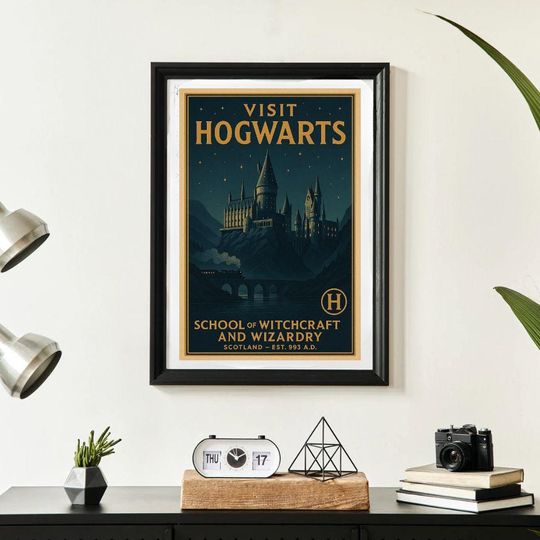 Wizard Castle Poster, Magic School Wall Art, Enchanted Night Printable