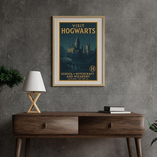 Wizard Castle Poster, Magic School Wall Art, Enchanted Night Printable