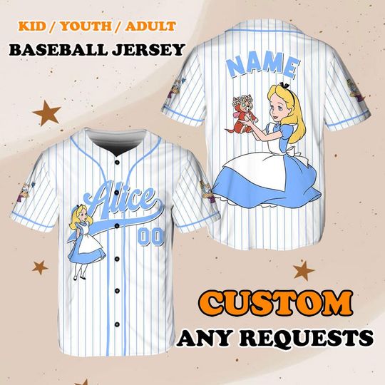 Alice In Wonderland Jersey, Disney Alice Mad Hatter Cheshire Cat Jersey, Alice In Wonderland Party Outfit, Disney Kingdom Jersey, QJ03