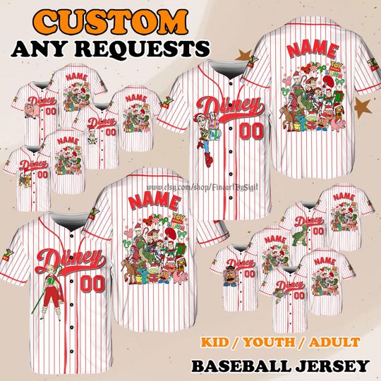 Disneyland Toy Story Verry Merry Christmas Jersey, Hamm Forky Shirt, Family Trip Matching Gift, Slinky Dog Bullseye Lotso Baseball Jersey