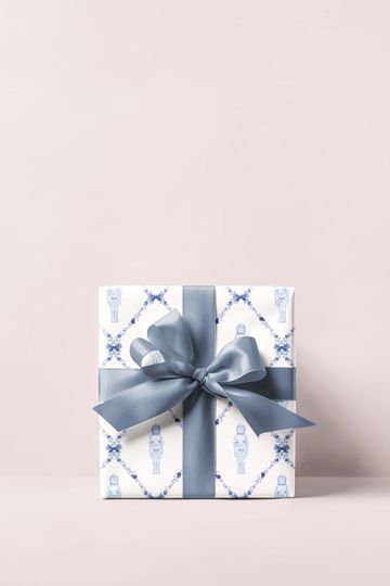 Nutcracker Blue Trellis Wrapping Paper, Christmas Nutcracker Wrapping, Nutcracker Gift Wrap, Christmas Nutcracker Wrap, Holiday Gift Wrap