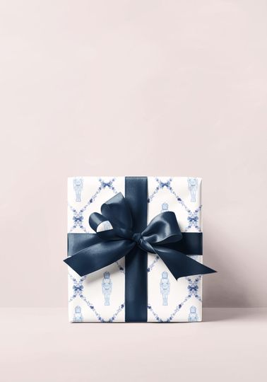 Nutcracker Blue Trellis Wrapping Paper, Christmas Nutcracker Wrapping, Nutcracker Gift Wrap, Christmas Nutcracker Wrap, Holiday Gift Wrap
