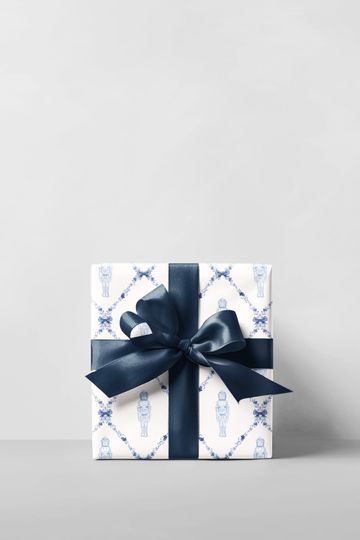 Nutcracker Blue Trellis Wrapping Paper, Christmas Nutcracker Wrapping, Nutcracker Gift Wrap, Christmas Nutcracker Wrap, Holiday Gift Wrap