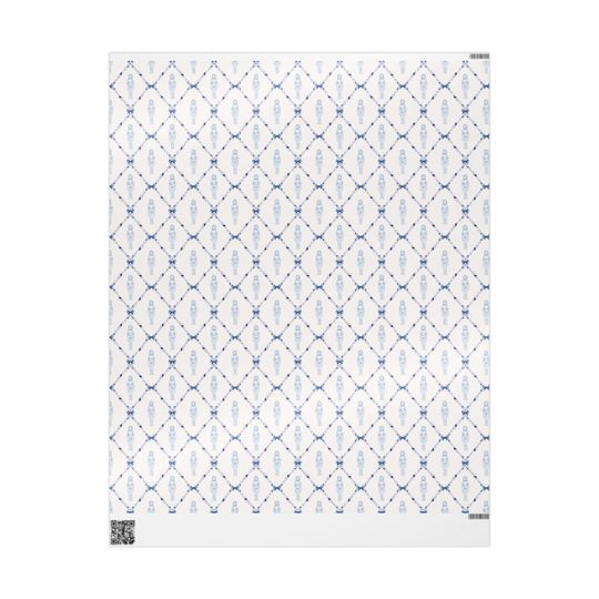 Nutcracker Blue Trellis Wrapping Paper, Christmas Nutcracker Wrapping, Nutcracker Gift Wrap, Christmas Nutcracker Wrap, Holiday Gift Wrap
