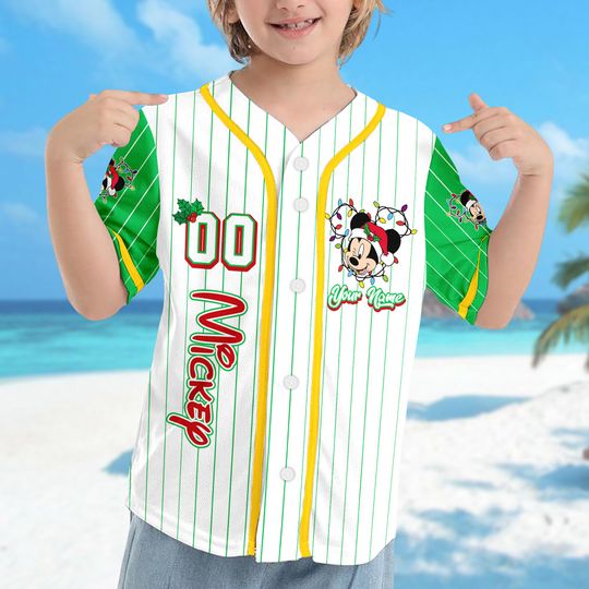 Custom Mickey Mouse Christmas Baseball Jersey, Mickey Mouse Jersey Team