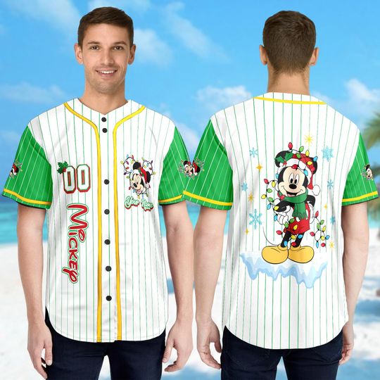 Custom Mickey Mouse Christmas Baseball Jersey, Mickey Mouse Jersey Team