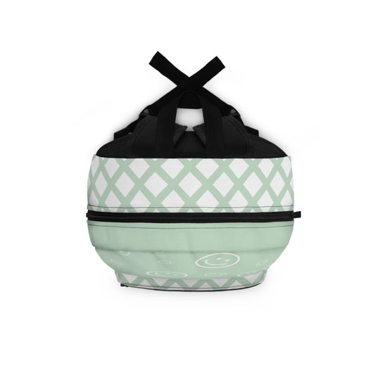 Durable Green Smiley Face Backpack, Cute Backpack, Back to School Bag for Girls, Backpack for Middle school girls