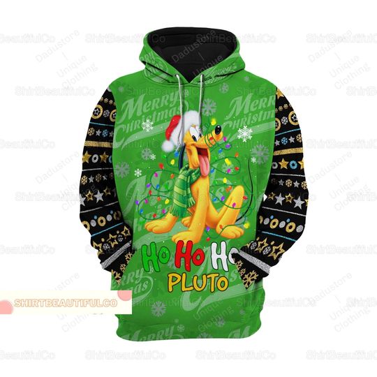 Christmas Pluto Hoodie, Disney Pluto 3D Hoodie