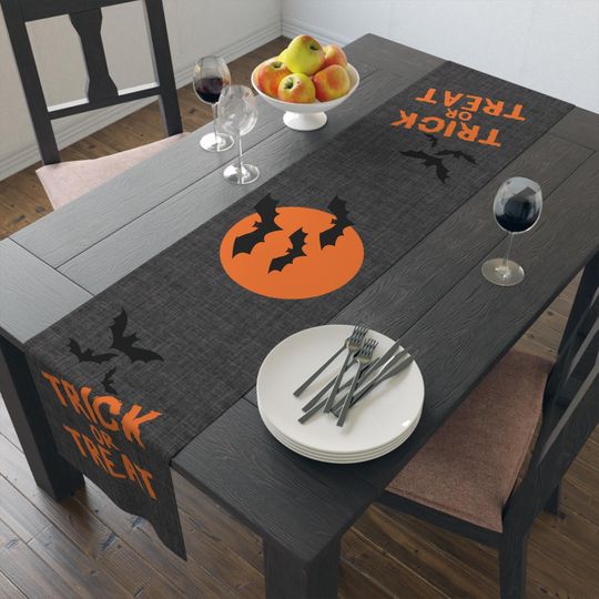 Halloween Table Runner, Trick or Treat Decor, Spooky Table Decor, Fall Table Accent, Halloween Party Decor