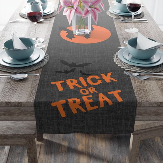Halloween Table Runner, Trick or Treat Decor, Spooky Table Decor, Fall Table Accent, Halloween Party Decor