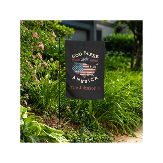 Personalized Patriotic Garden Flag: Rustic USA Map, Family Name