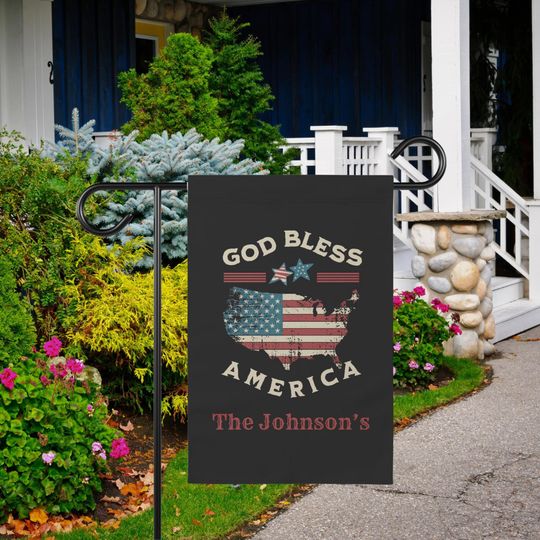 Personalized Patriotic Garden Flag: Rustic USA Map, Family Name