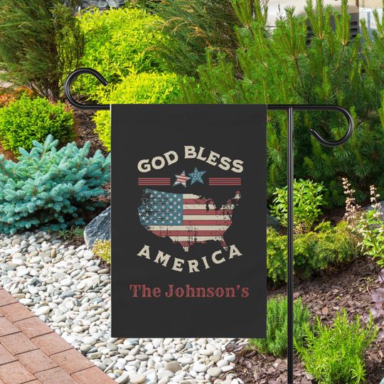 Personalized Patriotic Garden Flag: Rustic USA Map, Family Name