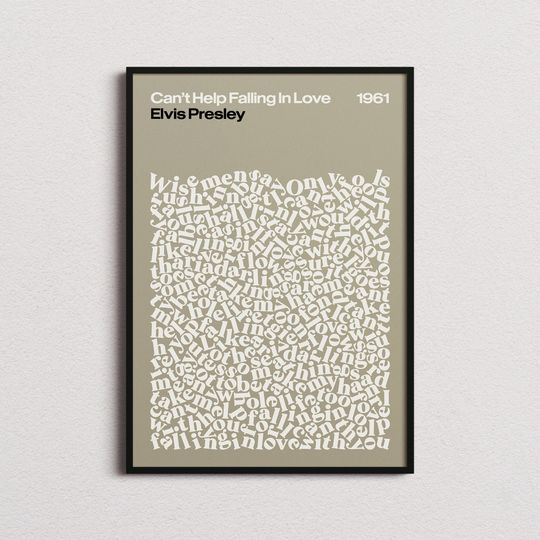 Elvis Presley Cant Help Falling In Love Song Lyrics Print