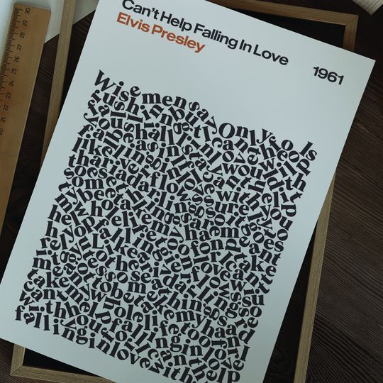 Elvis Presley Cant Help Falling In Love Song Lyrics Print