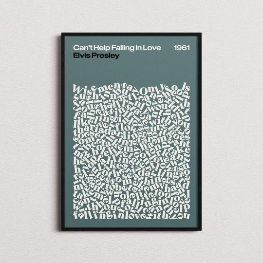 Elvis Presley Cant Help Falling In Love Song Lyrics Print
