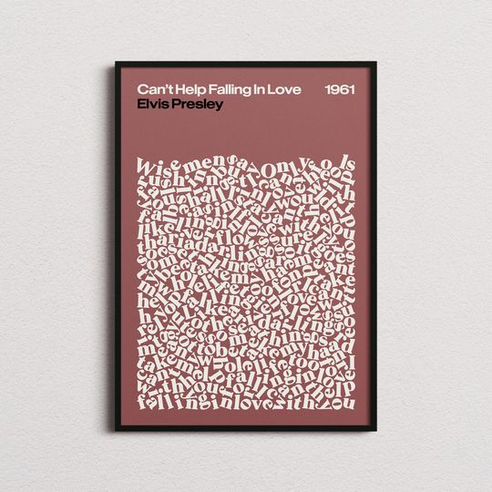 Elvis Presley Cant Help Falling In Love Song Lyrics Print