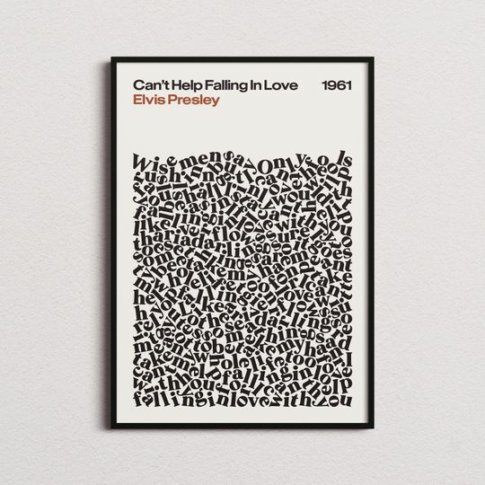 Elvis Presley Cant Help Falling In Love Song Lyrics Print