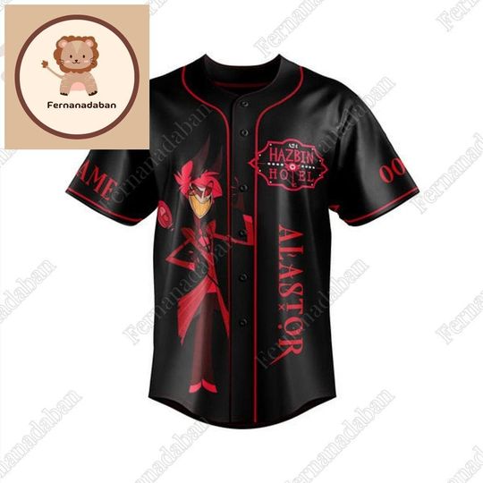 Personalized Alastor Hazbin Hotel Baseball Jersey, Hazbin Hotel Fan Gift