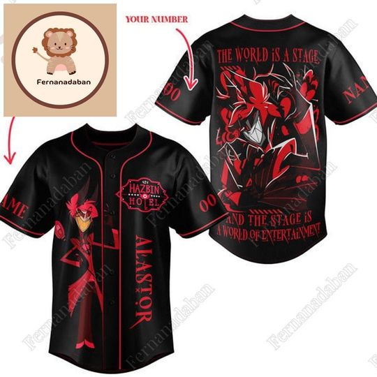 Personalized Alastor Hazbin Hotel Baseball Jersey, Hazbin Hotel Fan Gift