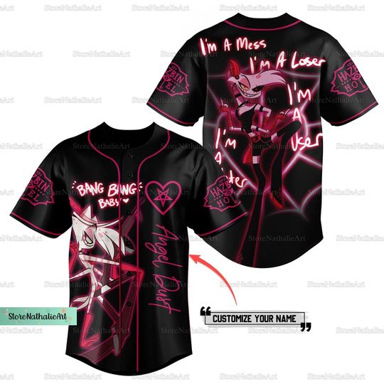 Angel Dust Hazbin Hotel Baseball Jersey, Hazbin Hotel Fan Gift