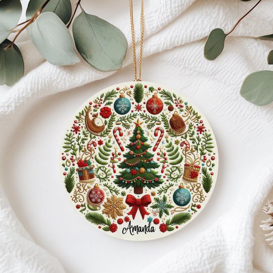 Personalized First Christmas Ornament, Ceramic Christmas Tree Decor